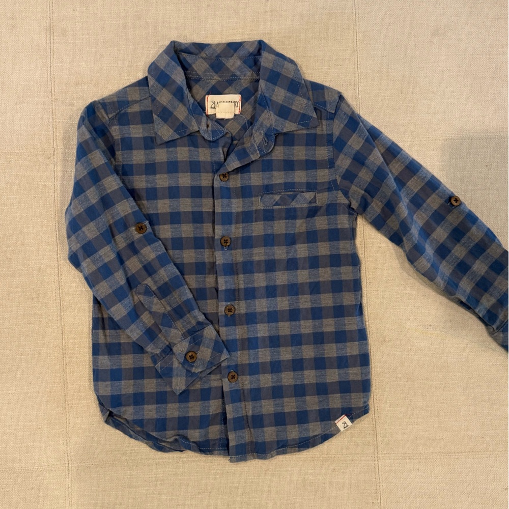 Blue Plaid Kids Button Down Shirt
